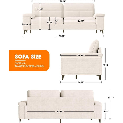 Canapé 2 places en chenille 71,25 po – Assise profonde avec coussin 8 places, accoudoir convertible et housse amovible