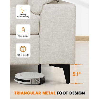 Canapé 2 places en chenille 71,25 po – Assise profonde avec coussin 8 places, accoudoir convertible et housse amovible