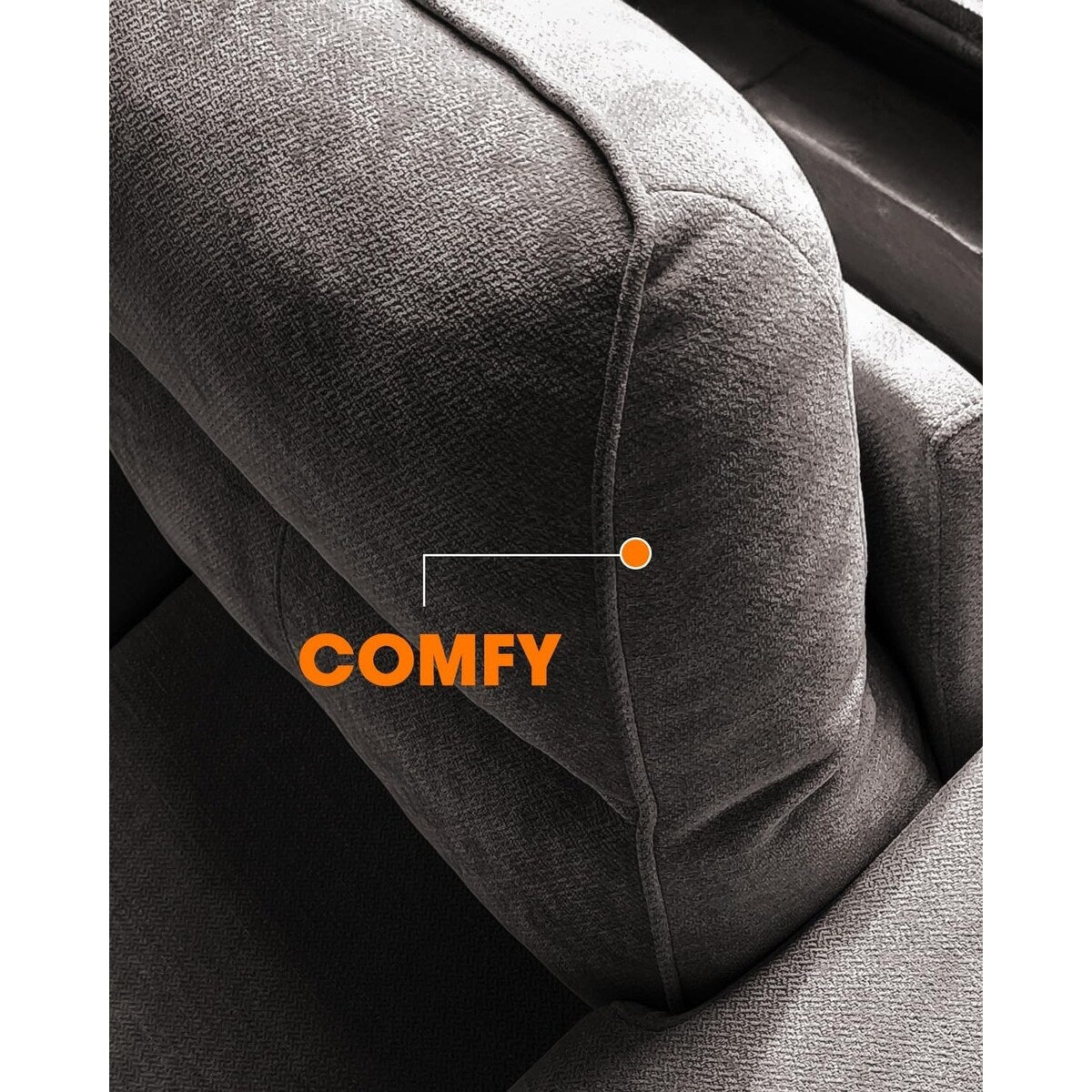 Canapé 2 places en chenille 71,25 po – Assise profonde avec coussin 8 places, accoudoir convertible et housse amovible