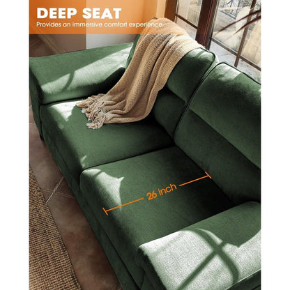 Canapé 2 places en chenille 71,25 po – Assise profonde avec coussin 8 places, accoudoir convertible et housse amovible