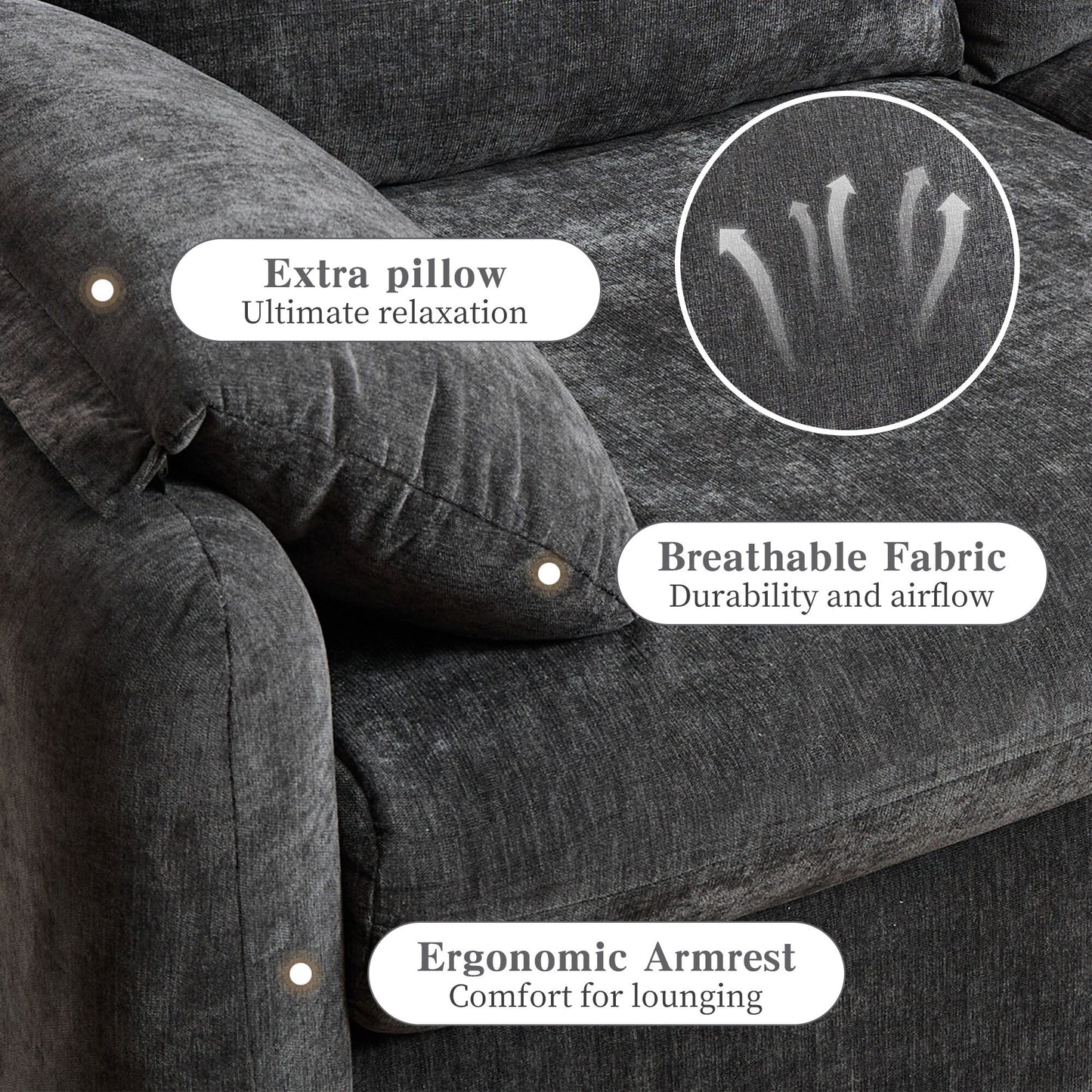 Canapé 2 places en chenille 71,28 pouces, confort nuageux avec éponge haute résilience, design minimaliste moderne