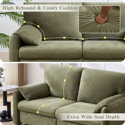 Canapé 2 places en chenille 71,28 pouces, confort nuageux avec éponge haute résilience, design minimaliste moderne