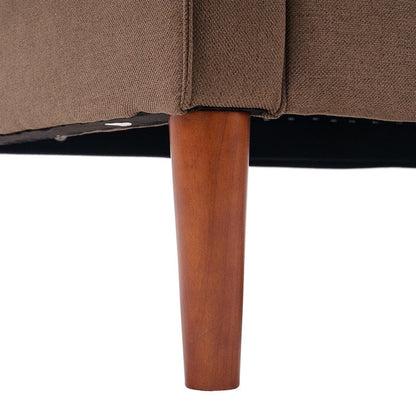 Canapé d'intérieur modulaire 3 places avec accoudoirs en lin de 71,65 po de largeur et pédales Concubine, beige