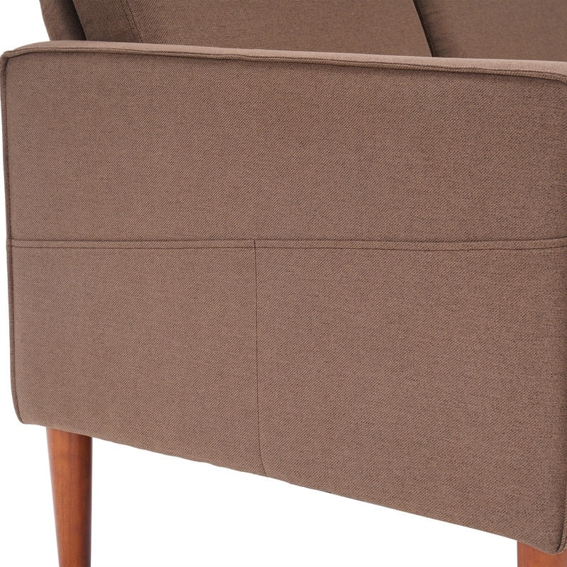 Canapé d'intérieur modulaire 3 places avec accoudoirs en lin de 71,65 po de largeur et pédales Concubine, beige