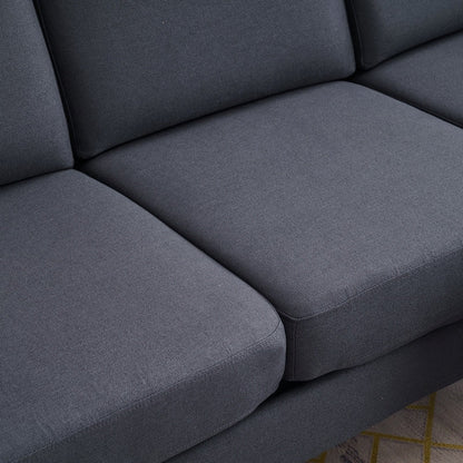 Canapé d'intérieur modulaire 3 places avec accoudoirs en lin de 71,65 po de largeur et pédales Concubine, beige