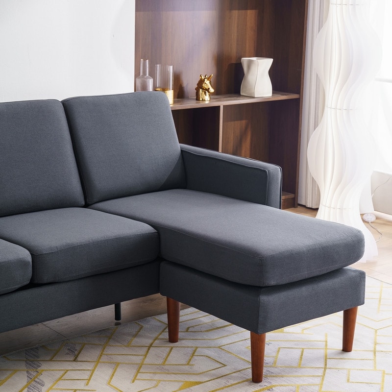 Canapé d'intérieur modulaire 3 places avec accoudoirs en lin de 71,65 po de largeur et pédales Concubine, beige