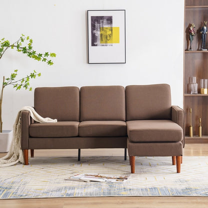 Canapé d'intérieur modulaire 3 places avec accoudoirs en lin de 71,65 po de largeur et pédales Concubine, beige