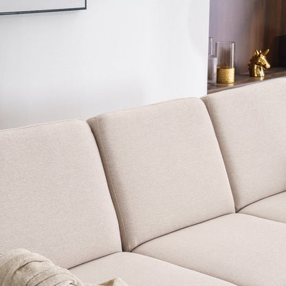 Canapé d'intérieur modulaire 3 places avec accoudoirs en lin de 71,65 po de largeur et pédales Concubine, beige