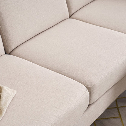 Canapé d'intérieur modulaire 3 places avec accoudoirs en lin de 71,65 po de largeur et pédales Concubine, beige