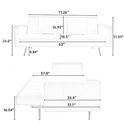 71.7 - Canapé-lit en polaire Teddy, accompagné de deux charmants coussins