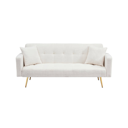 71.7 - Canapé-lit en polaire Teddy, accompagné de deux charmants coussins