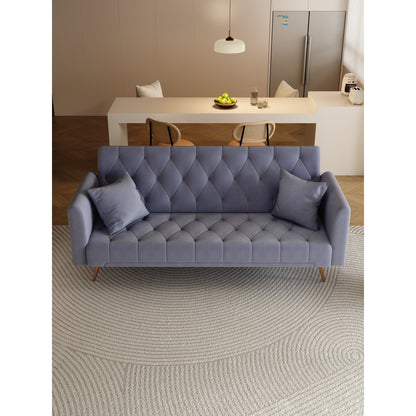 Canapé-lit convertible double pliant capitonné gris - 19,00 x 71,00 x 30,00