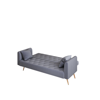 Canapé-lit convertible double pliant capitonné gris - 19,00 x 71,00 x 30,00