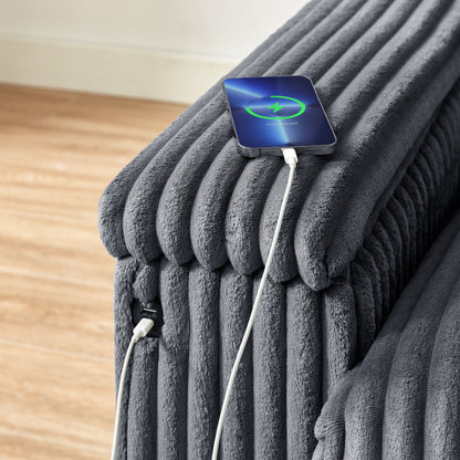 Canapé causeuse en tissu 71 avec accoudoir carré et port USB pour le salon