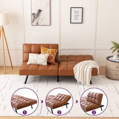 Canapé convertible moderne en similicuir sans accoudoirs avec dossier divisé