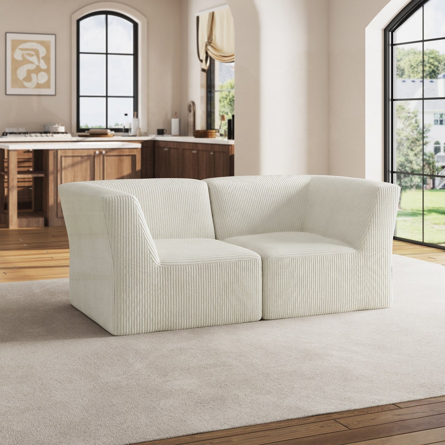 Canapé sectionnel modulaire en velours côtelé de 71 W, entièrement moulé en éponge