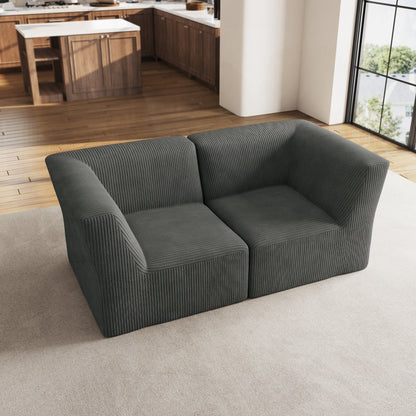Canapé sectionnel modulaire en velours côtelé de 71 W, entièrement moulé en éponge