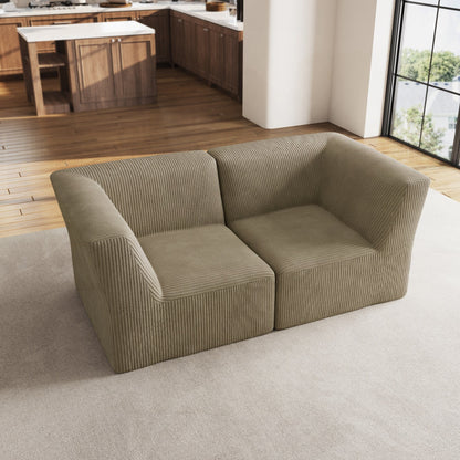 Canapé sectionnel modulaire en velours côtelé de 71 W, entièrement moulé en éponge