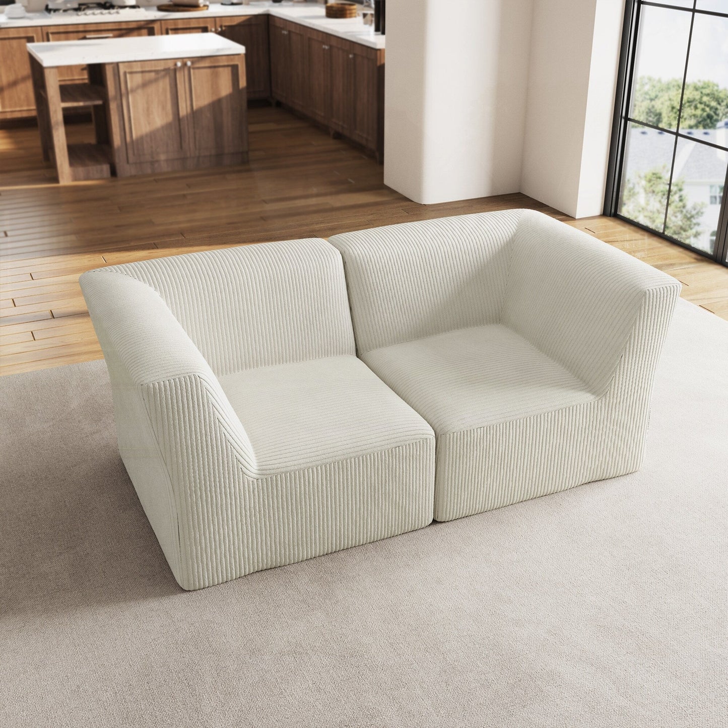 Canapé sectionnel modulaire en velours côtelé de 71 W, entièrement moulé en éponge