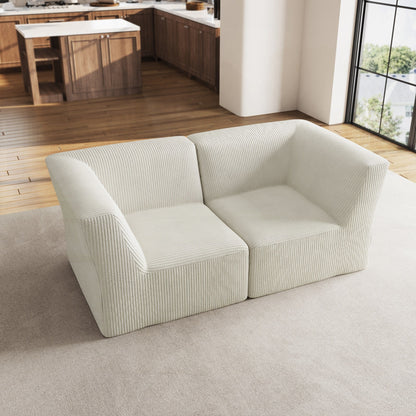 Canapé sectionnel modulaire en velours côtelé de 71 W, entièrement moulé en éponge