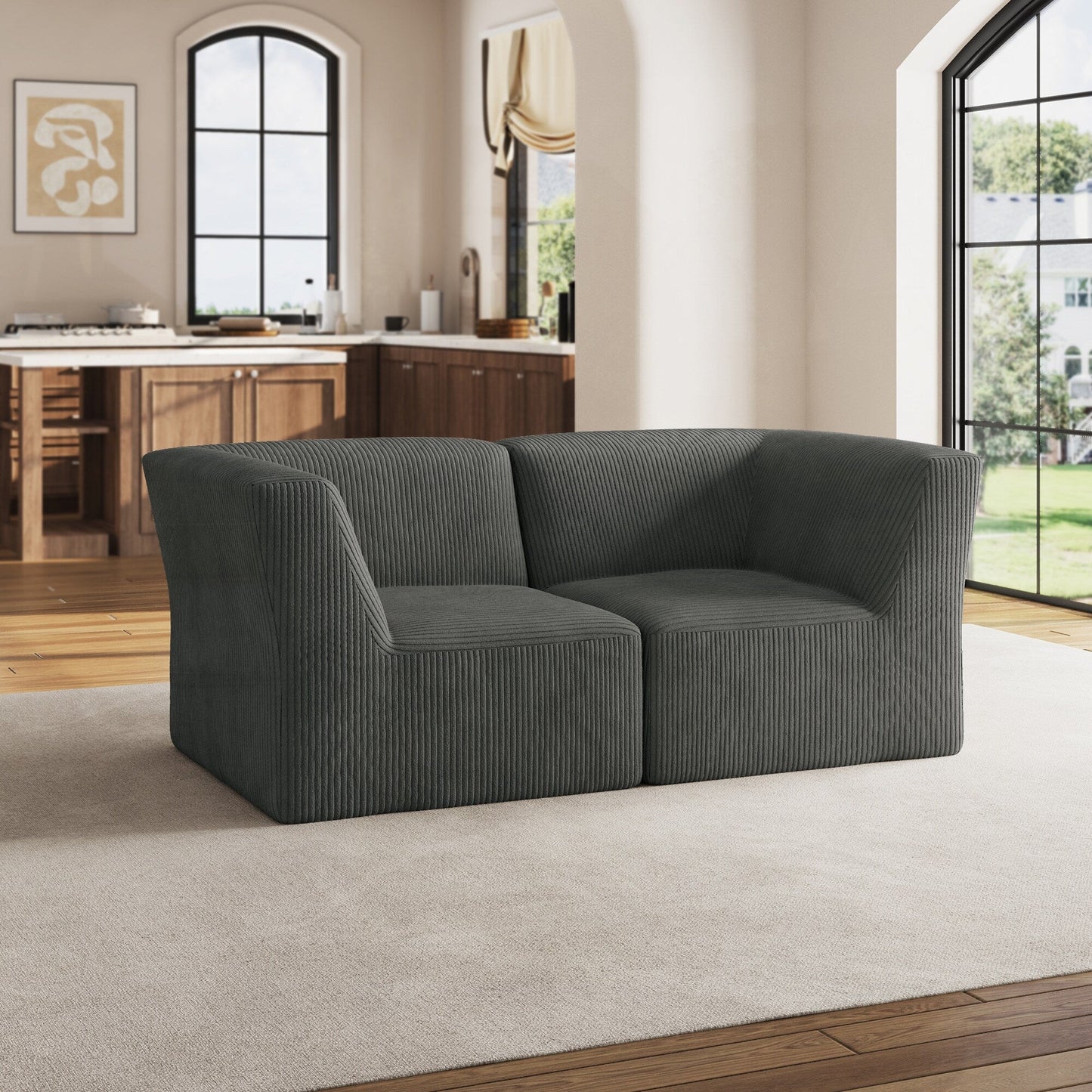 Canapé sectionnel modulaire en velours côtelé de 71 W, entièrement moulé en éponge