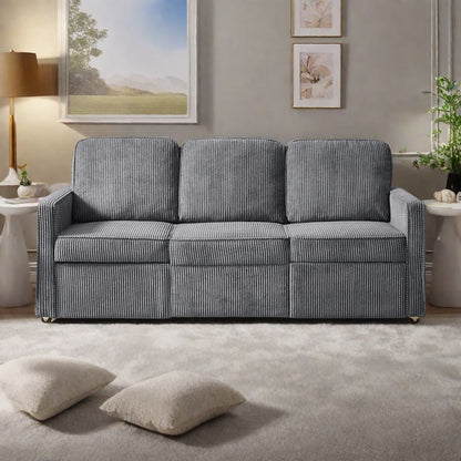 Canapé 3 places en velours côtelé 72,64 avec coussins en éponge haute densité et à ressorts