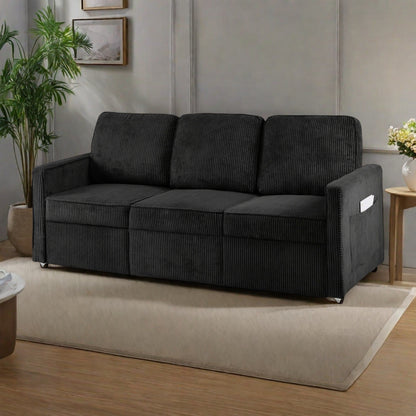 Canapé 3 places en velours côtelé 72,64 avec coussins en éponge haute densité et à ressorts