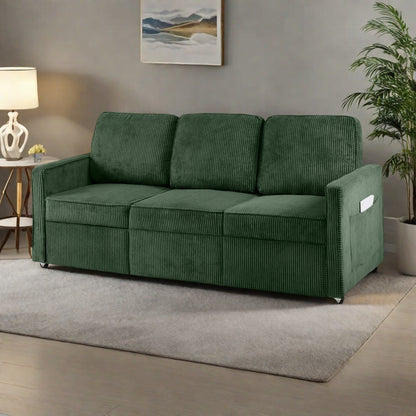 Canapé 3 places en velours côtelé 72,64 avec coussins en éponge haute densité et à ressorts