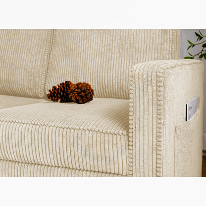 Canapé 3 places en velours côtelé 72,64 avec coussins en éponge haute densité et à ressorts