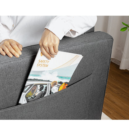 Canapé 3 places en lin 72,64 pouces avec coussins en éponge haute densité pour salon et chambre