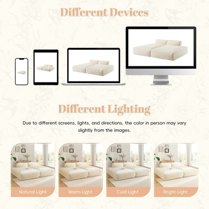 Canapé-lit modulaire surdimensionné de 72 pouces, spacieux et rempli de mousse compressée