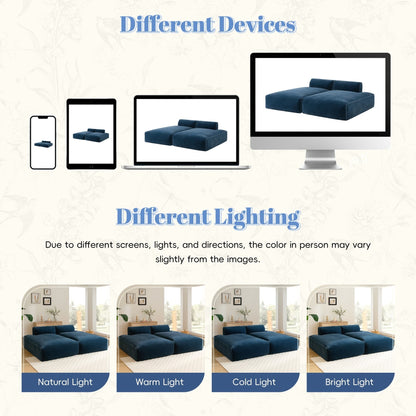 Canapé-lit modulaire surdimensionné de 72 pouces, spacieux et rempli de mousse compressée