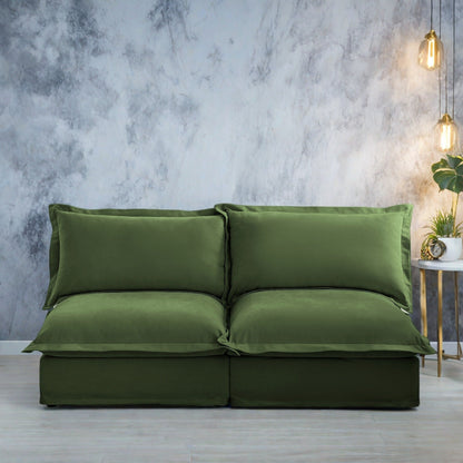 Canapé modulable 3 places en chenille 73.2 avec housses amovibles et lavables et plusieurs coussins