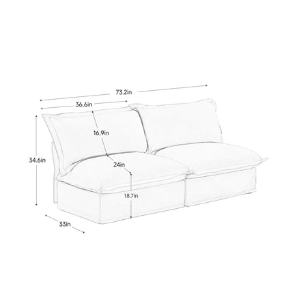 Canapé modulable 3 places en chenille 73.2 avec housses amovibles et lavables et plusieurs coussins