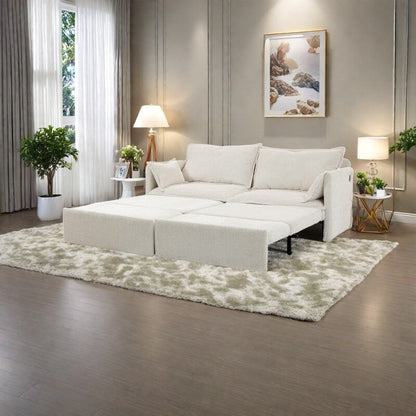 Canapé-lit convertible 3 en 1 en velours côtelé de 73,6 po avec lit gigogne, ports de chargement USB et rangement latéral