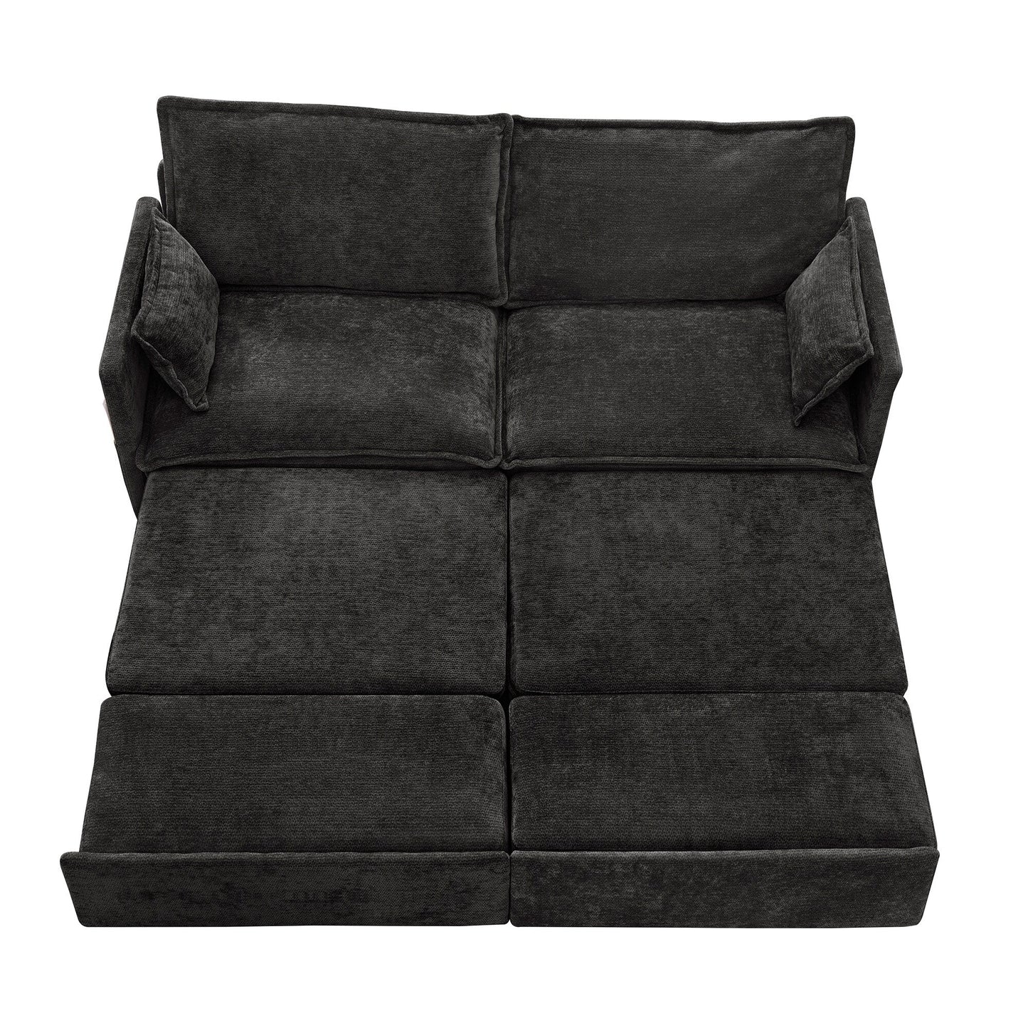 Canapé-lit convertible 3 en 1 en velours côtelé de 73,6 po avec lit gigogne, ports de chargement USB et rangement latéral