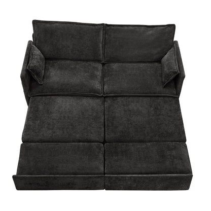 Canapé-lit convertible 3 en 1 en velours côtelé de 73,6 po avec lit gigogne, ports de chargement USB et rangement latéral