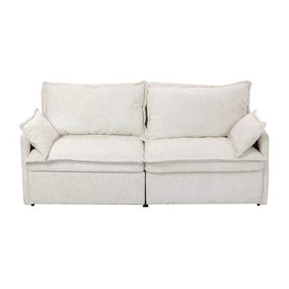 Canapé-lit convertible 3 en 1 en velours côtelé de 73,6 po avec lit gigogne, ports de chargement USB et rangement latéral