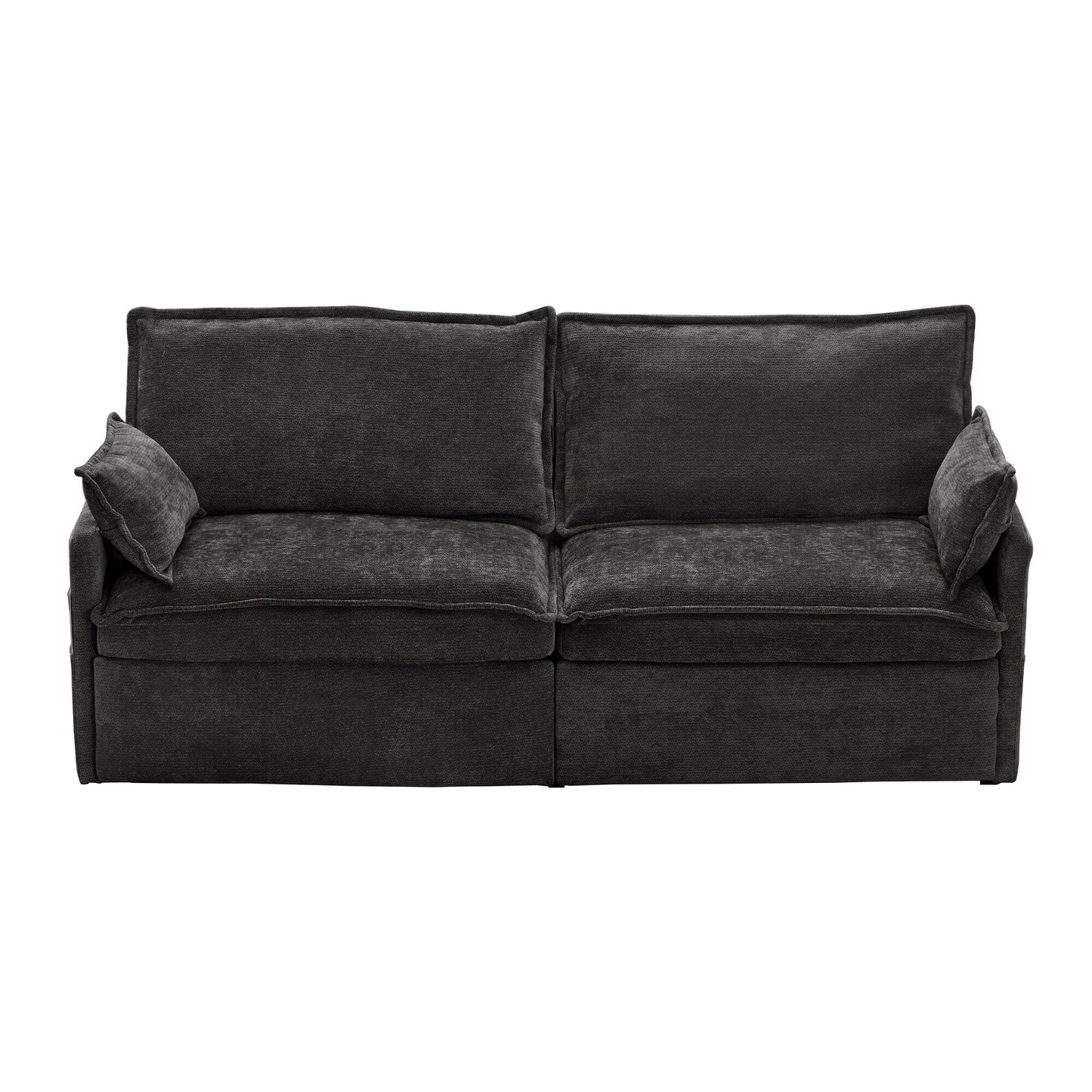 Canapé-lit convertible 3 en 1 en velours côtelé de 73,6 po avec lit gigogne, ports de chargement USB et rangement latéral