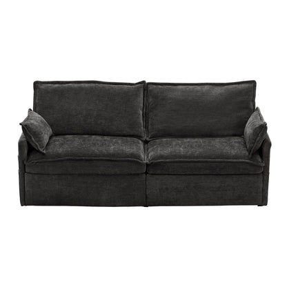 Canapé-lit convertible 3 en 1 en velours côtelé de 73,6 po avec lit gigogne, ports de chargement USB et rangement latéral