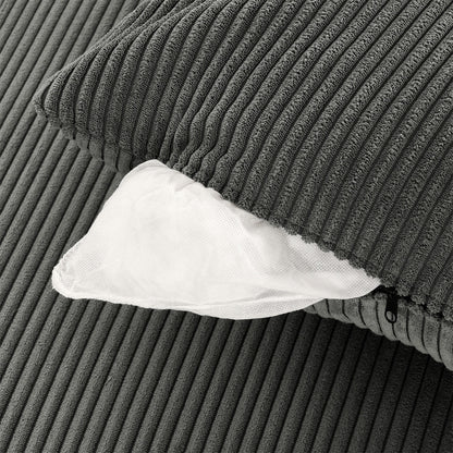 Canapé 2 places moderne en velours côtelé 73, assise profonde avec porte-gobelets et support pour téléphone