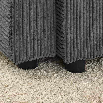 Canapé 2 places moderne en velours côtelé 73, assise profonde avec porte-gobelets et support pour téléphone