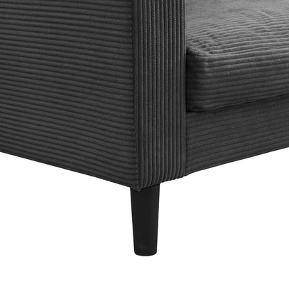 Canapé 3 places haute résilience de 74 pouces, cadre en bois, confortable, moderne, rembourré, gris foncé