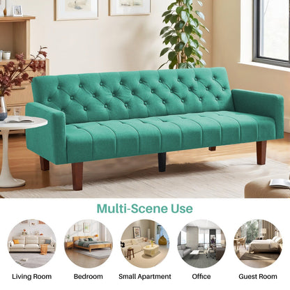 Canapé-lit futon convertible en lin pour une personne (74,41 po) avec dossier réglable (74,41 x 32,68 x 28,94 po)