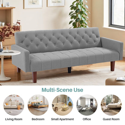 Canapé-lit futon convertible en lin pour une personne (74,41 po) avec dossier réglable (74,41 x 32,68 x 28,94 po)