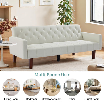 Canapé-lit futon convertible en lin pour une personne (74,41 po) avec dossier réglable (74,41 x 32,68 x 28,94 po)