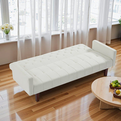 Canapé-lit futon convertible en lin pour une personne (74,41 po) avec dossier réglable (74,41 x 32,68 x 28,94 po)