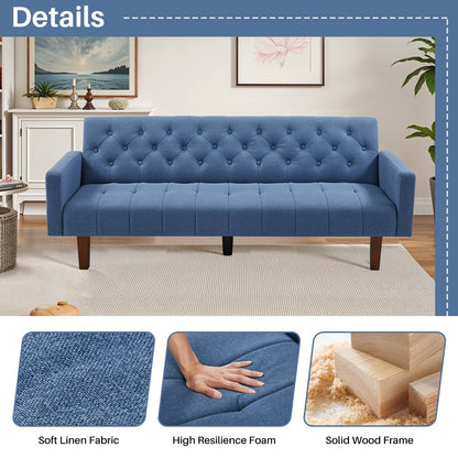 Canapé-lit futon convertible en lin pour une personne (74,41 po) avec dossier réglable (74,41 x 32,68 x 28,94 po)