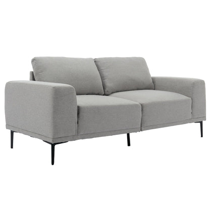 Canapé causeuse en tissu de 74,8 po avec coussins amovibles, pieds en métal et accoudoirs carrés contemporains