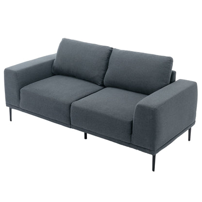 Canapé causeuse en tissu de 74,8 po avec coussins amovibles, pieds en métal et accoudoirs carrés contemporains